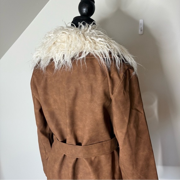 FASHION NOVA New Penny Lane Kamaria Faux Leather Trench Detach Faux Fur Medium - Picture 11 of 15